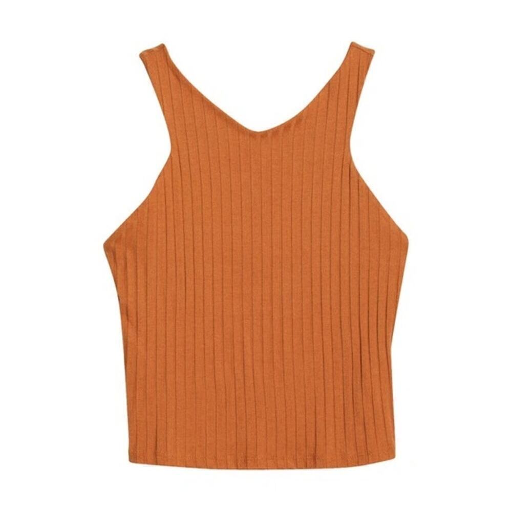 Treasure & Bond Rib Cutaway Tank Top Sleeveless V-Neck Tan Adobe Brown NWT XXS - Picture 5 of 11